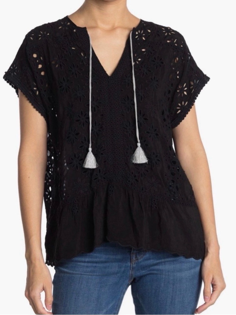 Johnny Was Cotton Eyelet Blouse